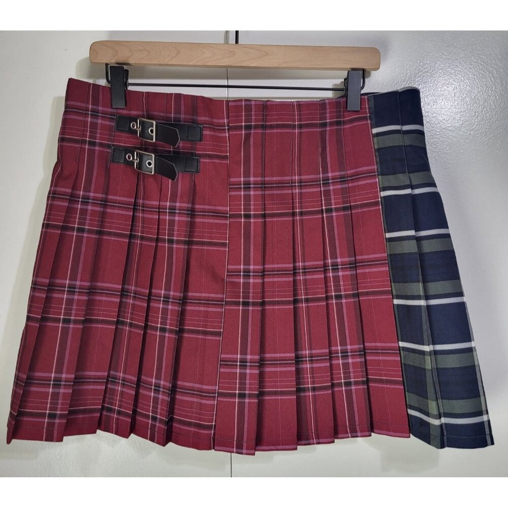 NOBO Multi Color Plaid Pleated Mini Skirt Juniors XL Skater Preppy Clueless y2k - Picture 6 of 7